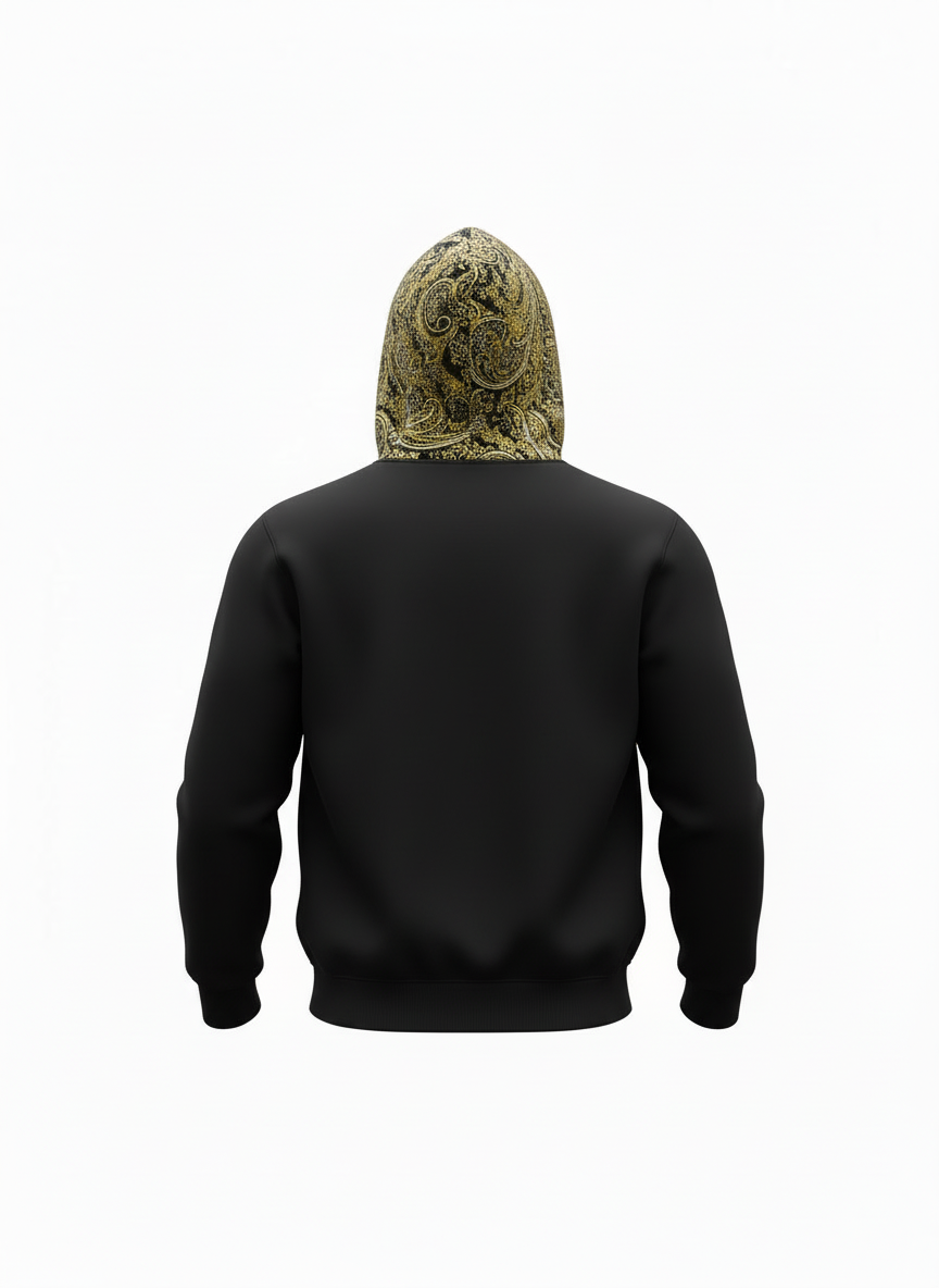 Hoodie met batik goud